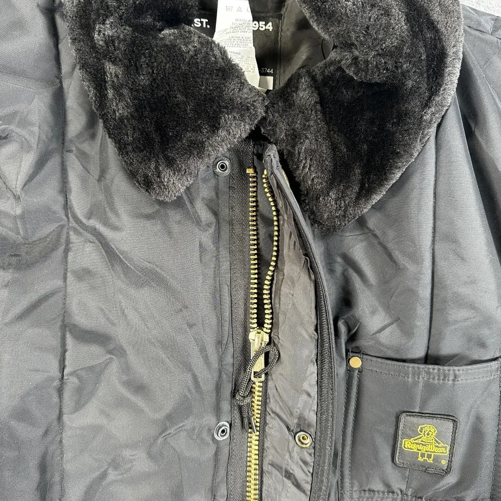 RefrigiWear Jacket Mens 3XL Black Quilted Insulated Faux Fur Workwear 0322R